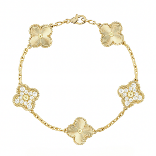 Florale Schönheit Deluxe-Armband | Gold