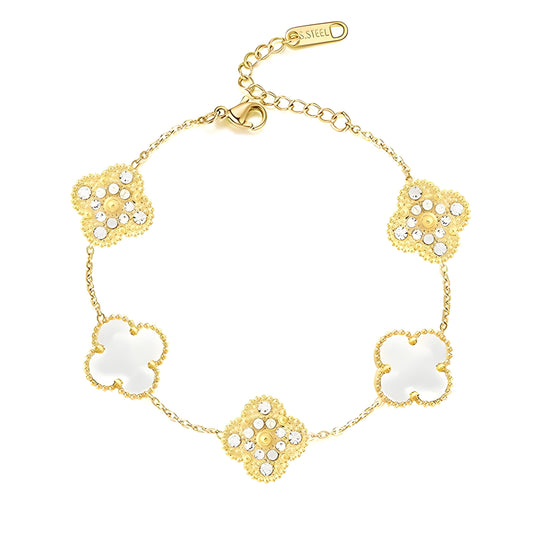 Blumen Schönheit Deluxe-Armband | Weiß