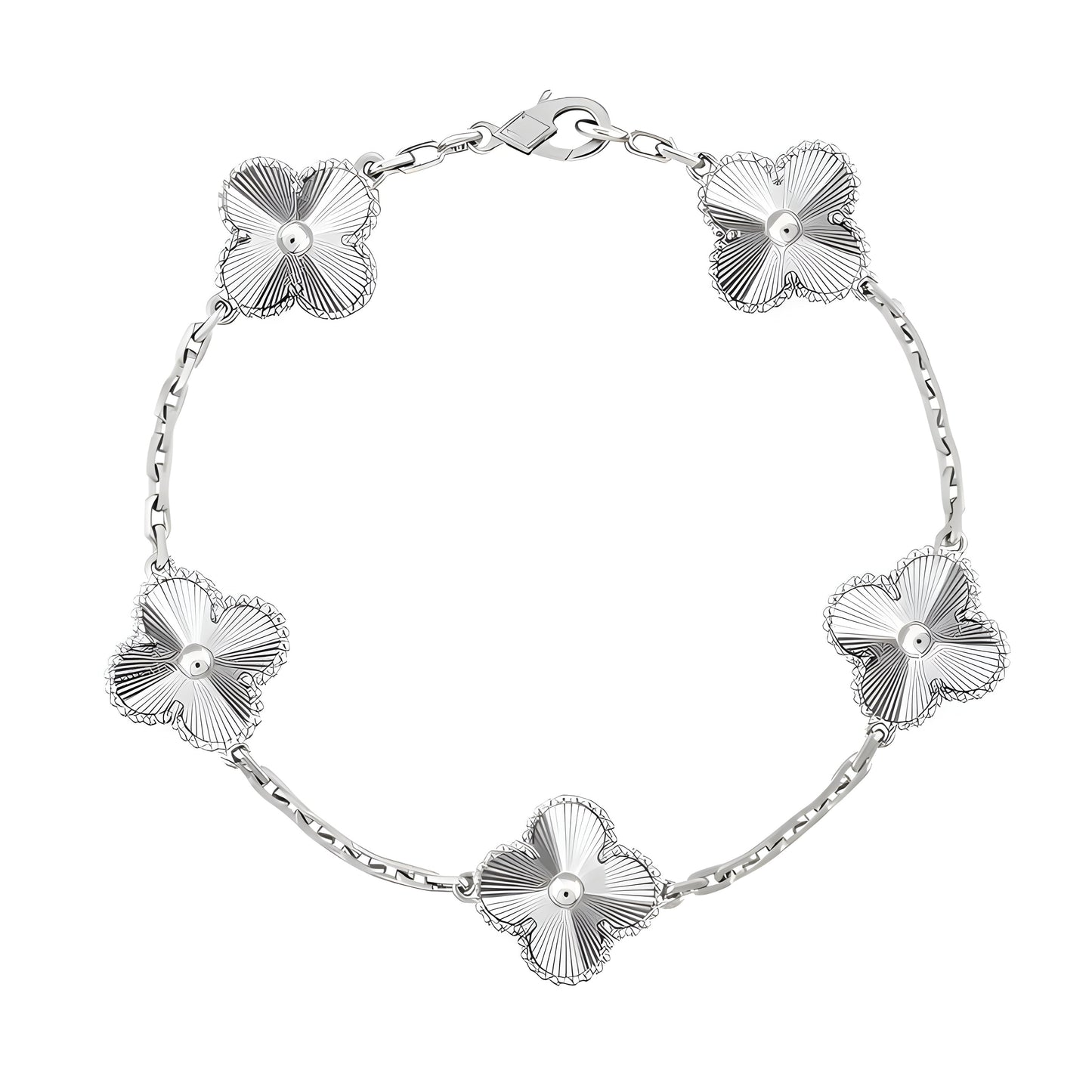 Florale Schönheit Armband | Weißes Silber