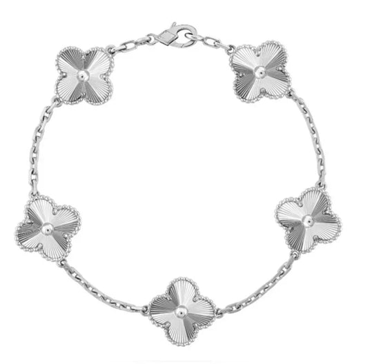 Blumenstrahl Schönheitsarmband | Schwarz Silber