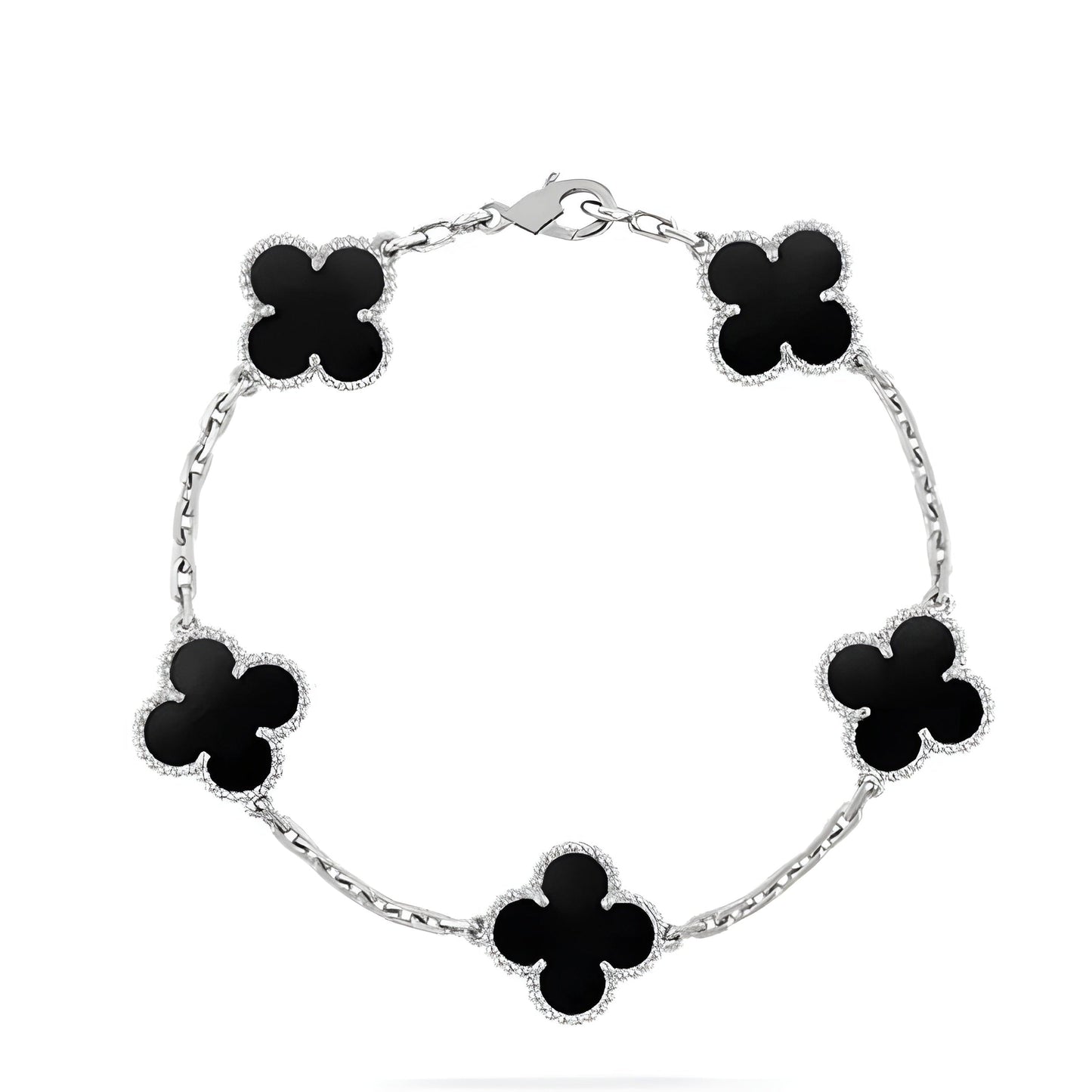 Blumenstrahl Schönheitsarmband | Schwarz Silber