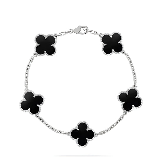 Blumenstrahl Schönheitsarmband | Schwarz Silber