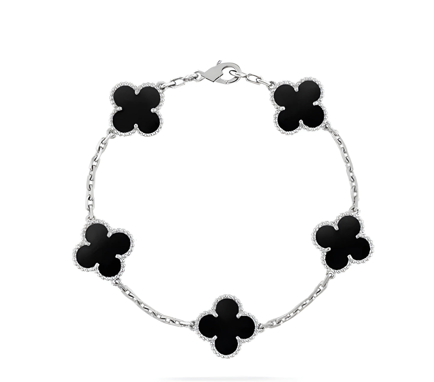 Florale Schönheit Armband | Weißes Silber