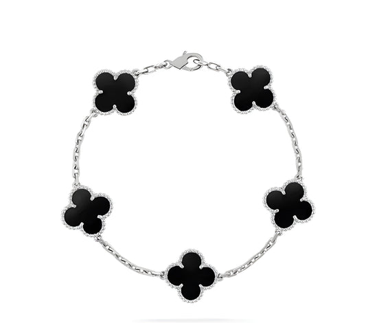 Florale Schönheit Armband | Weißes Silber